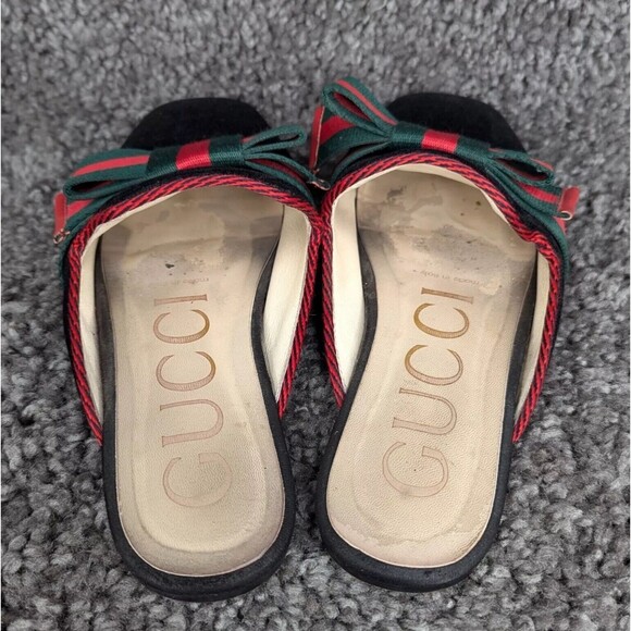 Gucci Black and Green Flats with Red Accents - Picture 5 of 6